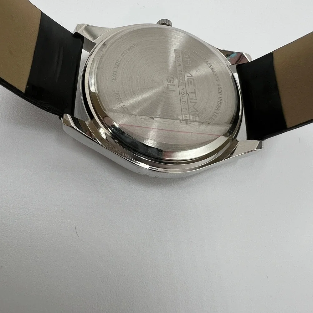 Game Time Chicago Bulls NBA Watch Rhinestone Bezel Black Leather Strap GLI New